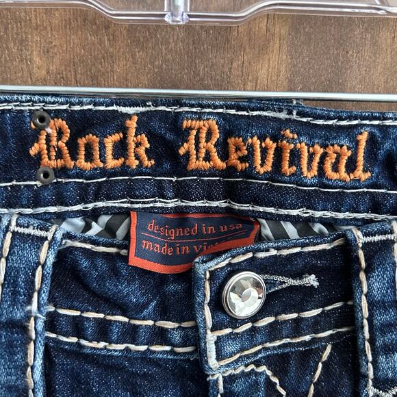 Rock Revival Womens Jeans Blue Denim Rebekah Mid Rise Boot Embroidered 26 - Picture 4 of 14